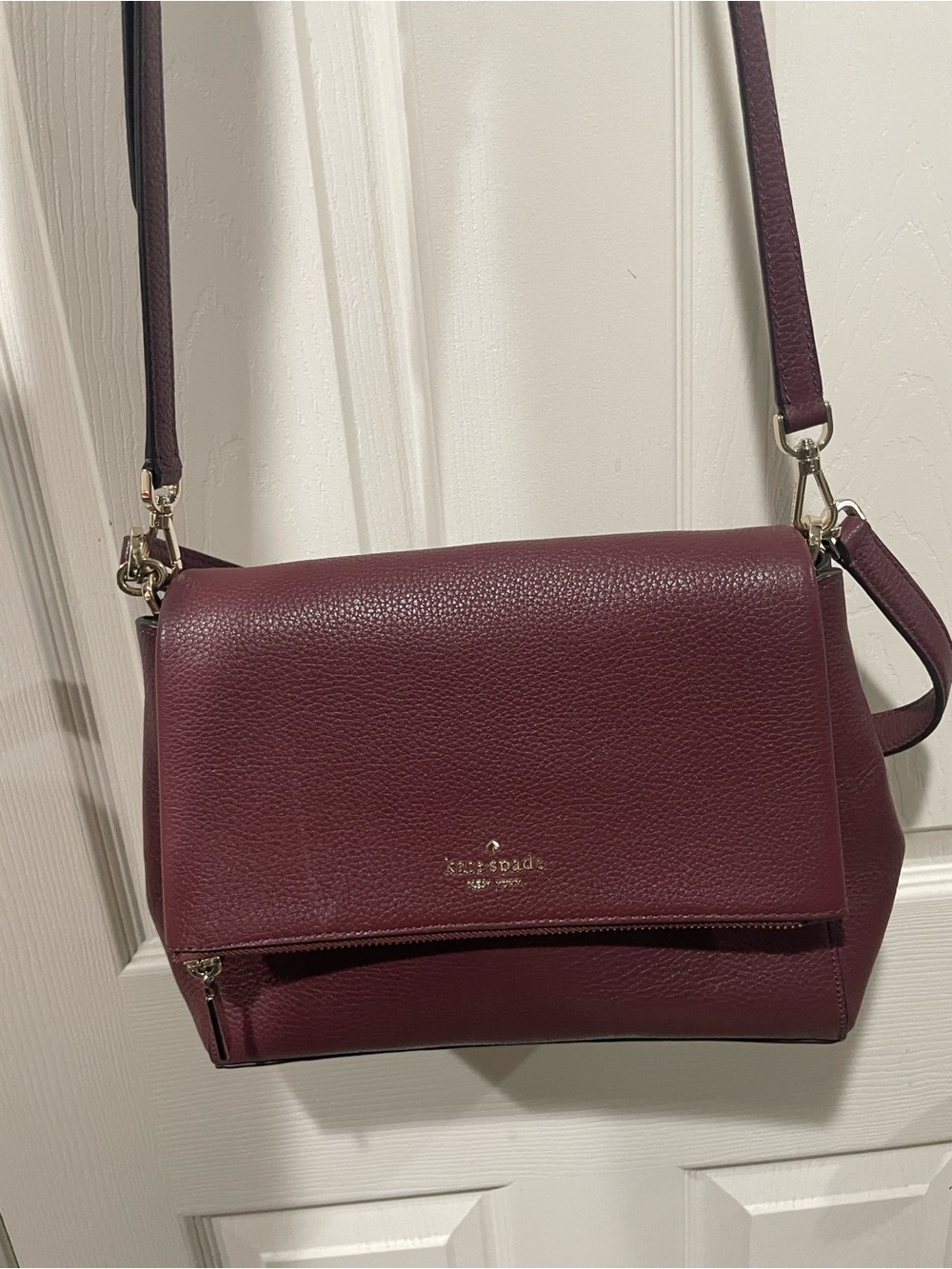 kate spade Pebbled Leather Crossbody in Plum/Burgundy